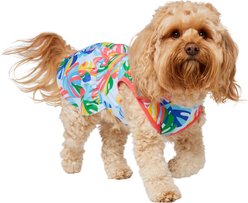 Frisco Summer Ruffle Hem Dog & Cat Dress, Tropical Palms, Medium