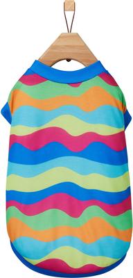 Show full view: Frisco Summer Tropical Wave Stripe Dog & Cat T-Shirt, Small slide 4 of 11