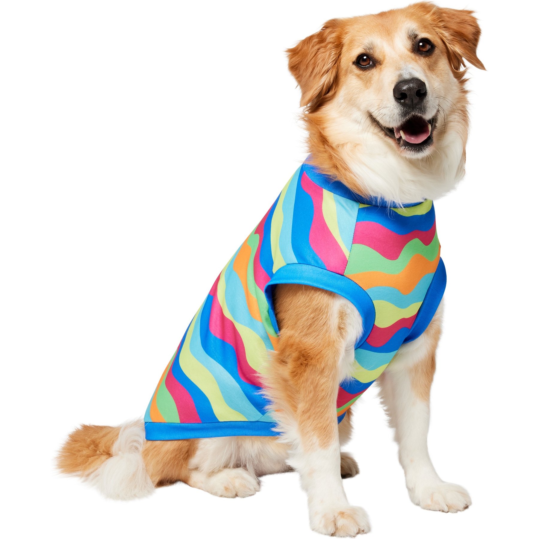 Frisco Summer Tropical Wave Stripe Dog & Cat T-Shirt, X-Large
