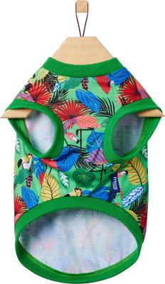 Show full view: Frisco Summer Tropical Palm Leaf Toucan & Flamingo Birds Dog & Cat T-Shirt, Small slide 5 of 11