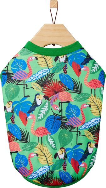 Show full view: Frisco Summer Tropical Palm Leaf Toucan & Flamingo Birds Dog & Cat T-Shirt, X-Small slide 4 of 11