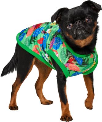 Show full view: Frisco Summer Tropical Palm Leaf Toucan & Flamingo Birds Dog & Cat T-Shirt, Small slide 2 of 11