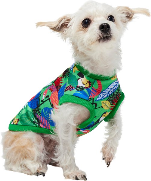 Show full view: Frisco Summer Tropical Palm Leaf Toucan & Flamingo Birds Dog & Cat T-Shirt, X-Small slide 2 of 11