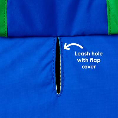 Show full view: Frisco Tropical Wave Stripe & Blue Packable Reversible Dog Raincoat, Blue, X-Small slide 5 of 11