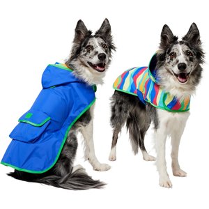 Frisco Summer Tropical Wave Stripe Reversible Packable Dog & Cat Raincoat, Large