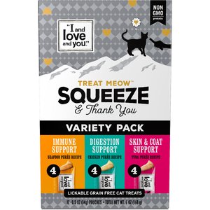 I and Love and You Meow Variety Pack Lickable Cat Treats, 12 count