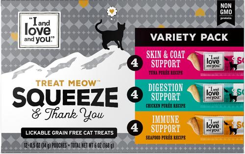 Show full view: I and Love and You Meow Variety Pack Lickable Cat Treats, 12 count slide 3 of 7