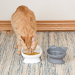 Kitty City Cat Ear Elevated Cat Bowls, White & Grey, 6.5-oz, 2 count slide 2 of 8