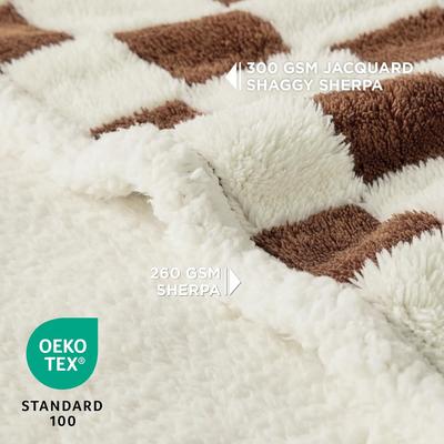 Show full view: Lesure Waterproof Calming Double-Sided Jacquard Shag & Soft Sherpa Fleece Furniture Protector Dog & Cat Blanket, Brown, Medium slide 2 of 8