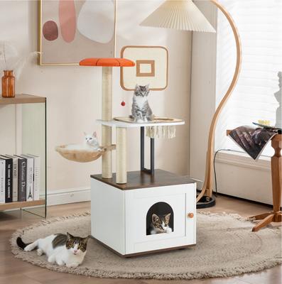 Show full view: PXZEE 50-in Cat Tree & Condo with Litter Box Enclosure slide 3 of 7