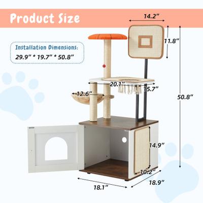 Show full view: PXZEE 50-in Cat Tree & Condo with Litter Box Enclosure slide 2 of 7