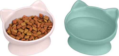 Show full view: Kitty City Cat Ear Elevated Cat Bowls, Pink & Teal Blue, 6.5-oz, 2 count slide 5 of 12