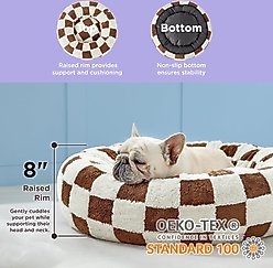 Lesure Calming Cute Modern Plush Jacquard Shaggy Orthopedic Anti-Slip Donut Dog & Cat Bed with Removable Cover, Brown, Medium slide 2 of 6