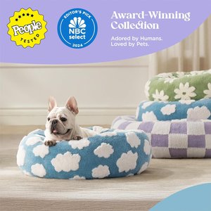 Lesure Calming Cute Modern Plush Jacquard Shaggy Orthopedic Anti-Slip Donut Dog & Cat Bed with Removable Cover, Brown, Medium