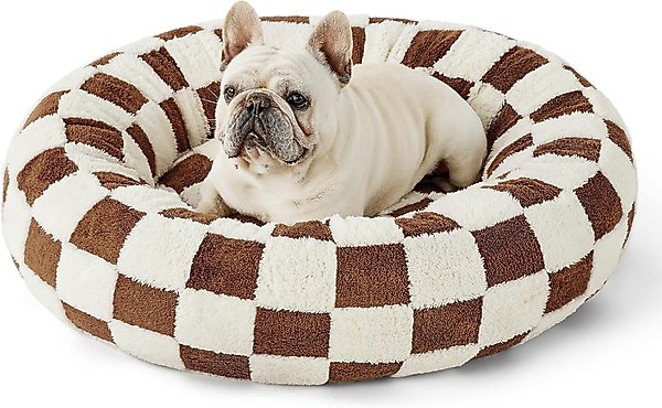 Lesure Calming Cute Modern Plush Jacquard Shaggy Orthopedic Anti-Slip Donut Dog & Cat Bed with Removable Cover