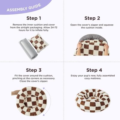 Show full view: Lesure Calming Cute Modern Plush Jacquard Shaggy Orthopedic Anti-Slip Donut Dog & Cat Bed with Removable Cover, Brown, Large slide 6 of 9