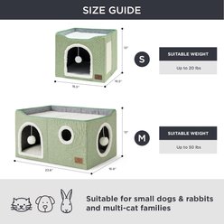 Bedsure Cat Cave with Fluffy Ball & Scratch Pad Plush Sherpa Foldable Cat House, Widen, Green slide 2 of 6
