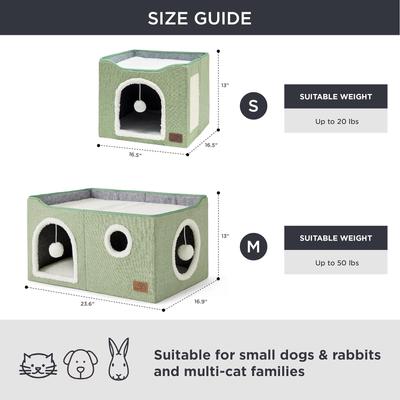 Show full view: Bedsure Cat Cave with Fluffy Ball & Scratch Pad Plush Sherpa Foldable Cat House, Widen, Green slide 6 of 7