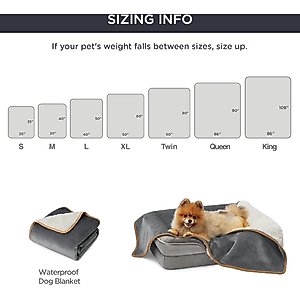 Bedsure Waterproof Sherpa Fleece Reversible Furniture Protector Dog & Cat Throw Blanket, Grey, King