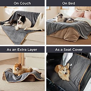 Bedsure Waterproof Sherpa Fleece Reversible Furniture Protector Dog & Cat Throw Blanket, Grey, King