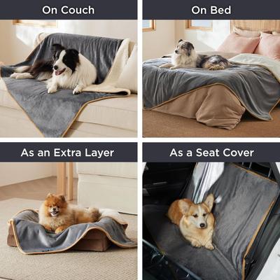 Show full view: Bedsure Waterproof Sherpa Fleece Reversible Furniture Protector Dog & Cat Throw Blanket, Grey, Queen slide 4 of 8