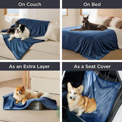Show full view: Bedsure Waterproof Sherpa Fleece Reversible Furniture Protector Dog & Cat Throw Blanket, Blue, Queen slide 4 of 8