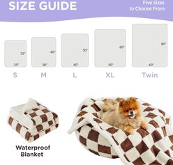 Lesure Waterproof Calming Double-Sided Jacquard Shag & Soft Sherpa Fleece Furniture Protector Dog & Cat Blanket, Brown, Large slide 2 of 6