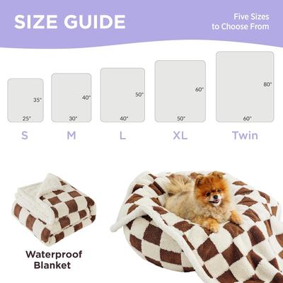 Show full view: Lesure Waterproof Calming Double-Sided Jacquard Shag & Soft Sherpa Fleece Furniture Protector Dog & Cat Blanket, Brown, Medium slide 5 of 8