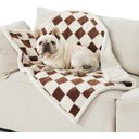 Lesure Waterproof Calming Double-Sided Jacquard Shag & Soft Sherpa Fleece Furniture Protector Dog & Cat Blanket, Brown, Medium