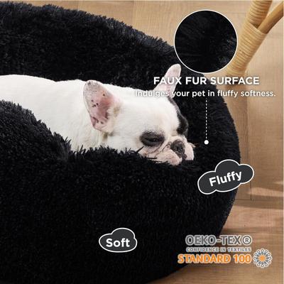 Bedsure Calming Fluffy Plush Faux Fur Orthopedic Anti-Slip Donut Dog & Cat Bed