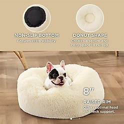 Bedsure Calming Fluffy Plush Faux Fur Orthopedic Anti-Slip Donut Dog & Cat Bed, Cream, Small Plus slide 2 of 6