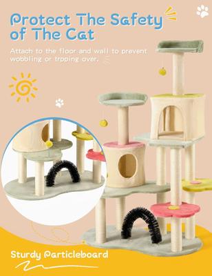 Show full view: PXZEE 55-in Flower Cat Tree with Sisal Scratching Posts slide 5 of 7