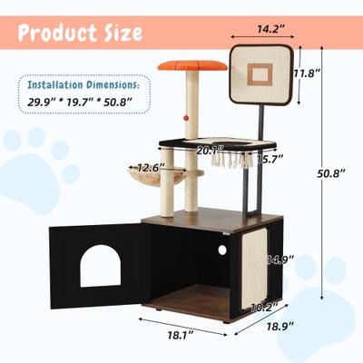 Show full view: PXZEE 50-in Cat Tree with Litter Box Enclosure slide 4 of 7