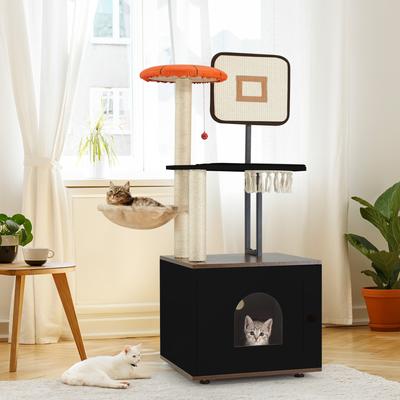 Show full view: PXZEE 50-in Cat Tree with Litter Box Enclosure slide 3 of 7