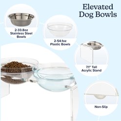 Pet Adobe Elevated Acrylic Stand Plastic Dog Bowl Set, Clear, 6.5-cup slide 2 of 7