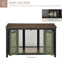 Zeus & Ruta Flip-Up Roof Dog Crate, Brown slide 2 of 7