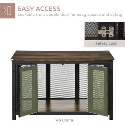 Show full view: jansno End Table Dog Crate with Openable Top, Black/Brown slide 7 of 8