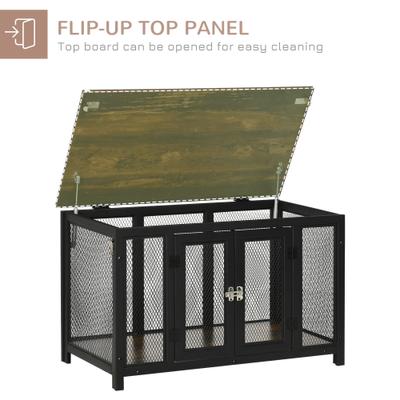 Show full view: jansno End Table Dog Crate with Openable Top, Black/Brown slide 3 of 8