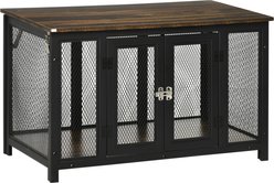 Zeus & Ruta Flip-Up Roof Dog Crate, Brown