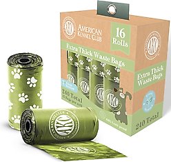 American Kennel Club Extra Thick Leak Proof Pet Waste Bags Refill Rolls, Fresh Scent, 240 count, Green slide 1 of 6