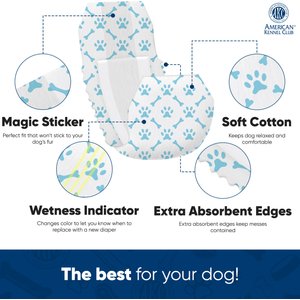 American Kennel Club Disposable Male Dog Wraps with Wetness Indicator, 50 count, Small