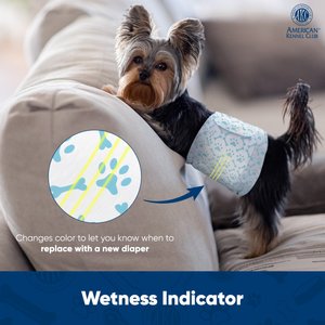 American Kennel Club Disposable Male Dog Wraps with Wetness Indicator, 50 count, Small