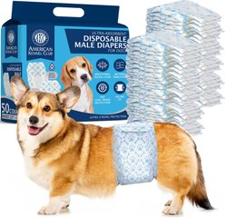 American Kennel Club Disposable Male Dog Wraps with Wetness Indicator, 50 count, Small
