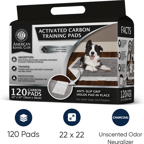 Show full view: American Kennel Club Charcoal Puppy Training Pads, 22 x 22-in, 120 count slide 2 of 9