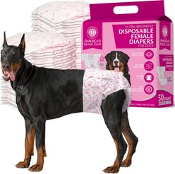American Kennel Club Disposable Female Dog Wraps with Wetness Indicator, 50 count, Large
