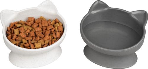 Show full view: Kitty City Cat Ear Elevated Cat Bowls, White & Grey, 6.5-oz, 2 count slide 5 of 12