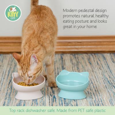 Show full view: Kitty City Cat Ear Elevated Cat Bowls, Pink & Teal Blue, 6.5-oz, 2 count slide 7 of 12