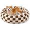 Show in main carousel: Lesure Calming Cute Modern Plush Jacquard Shaggy Orthopedic Anti-Slip Donut Dog & Cat Bed with Removable Cover, Brown, Large slide 1 of 9