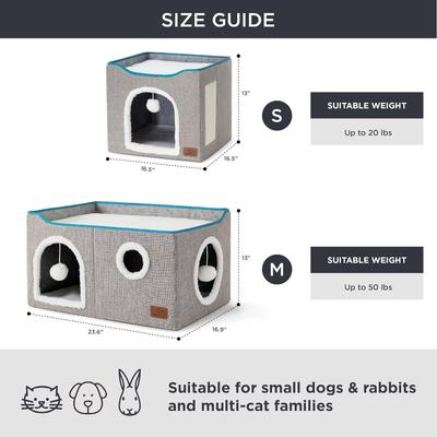 Show full view: Bedsure Cat Cave with Fluffy Ball & Scratch Pad Plush Sherpa Foldable Cat House, Widen, Grey slide 7 of 8