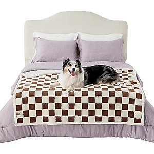 Lesure Waterproof Calming Double-Sided Jacquard Shag & Soft Sherpa Fleece Furniture Protector Dog & Cat Blanket, Brown, X-Large